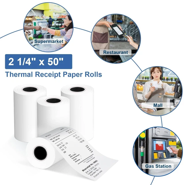 Alt view image 4 of 6 - 2 1/4" x 50' Thermal Receipt Paper Rolls 50 Rolls,BPA Free Receipt Paper