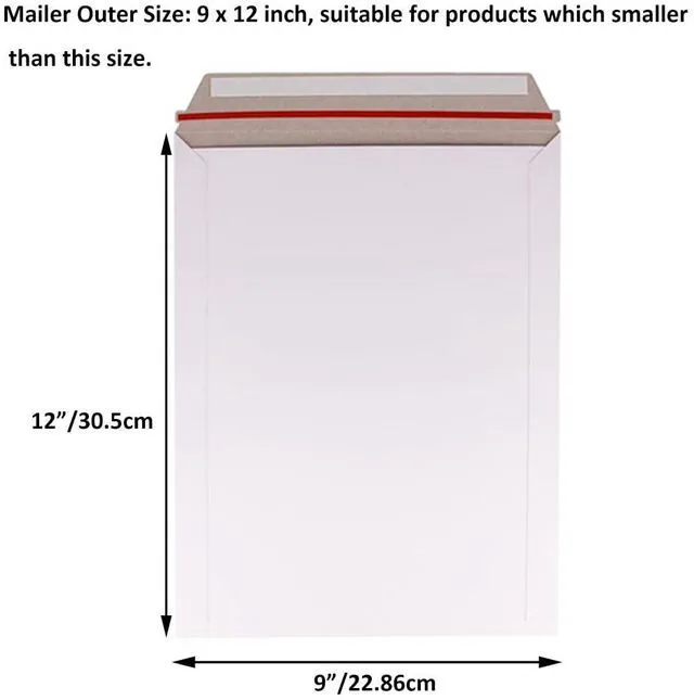 Alt view image 2 of 6 - 100 Pack 9X12 inch Self Seal Photo Document Mailers Stay Flat White Cardboard Envelopes White Photography Mailersfor CD, Photos, Document