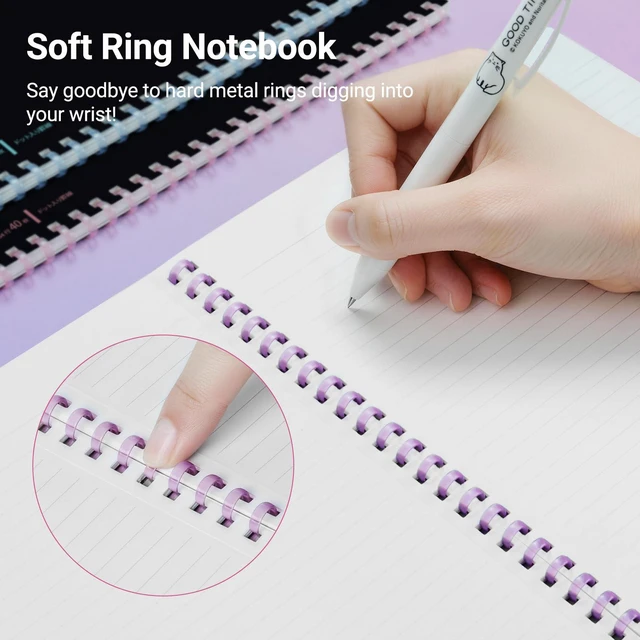 Alt view image 3 of 7 - Spiral Notebook Journal, Black 3 Pack Campus B5 Soft Ring Notebooks with Dotted B 6mm Rule, 40 Sheets, 1 Subject Notebook in Red Purple Green, College Office Note Taking. Japan Import
