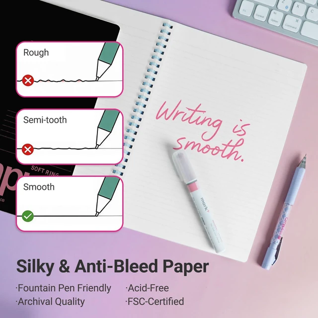 Alt view image 7 of 7 - Spiral Notebook Journal, Black 3 Pack Campus B5 Soft Ring Notebooks with Dotted B 6mm Rule, 40 Sheets, 1 Subject Notebook in Red Purple Green, College Office Note Taking. Japan Import