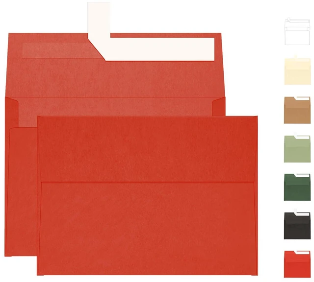 Main image of Red 5x7 Envelopes 100 Pack, 5.25 x 7.25 in, 120 GSM A7 Self Seal Printable Invitation Envelopes for 5x7 Cards, Christmas, Birthday, Engagement, Anniversaries
