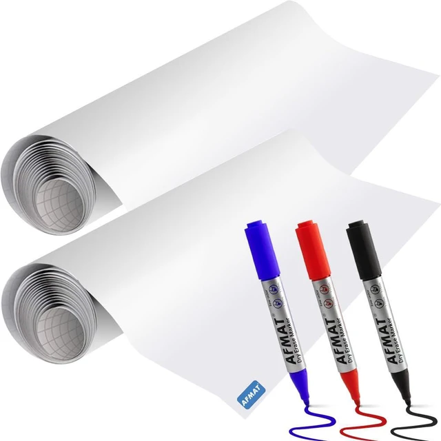 Main image of White Board Wallpaper, Whiteboard Roll, Stick on White Boards for Wall, 1.5x11ft Peel and Stick Dry Erase Roll, Stain-Proof, Super Sticky Whiteboard Sticker for Wall/Table/Door, 2 Rolls PP06