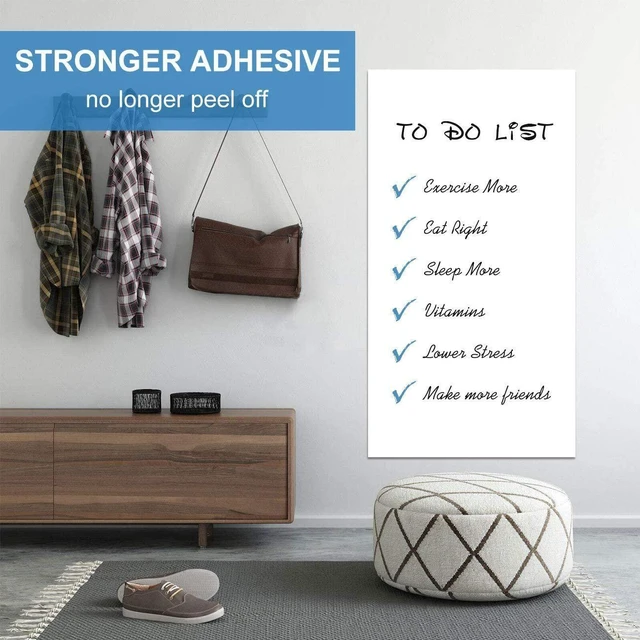 Alt view image 3 of 6 - White Board Sticker for Wall, 1.44x11ft Peel and Stick Whiteboard Wallpaper, Stain-Proof & Super Sticky Dry Erase Wall Decal, Dry Erase Contact Paper Roll Adhesive for Table/Door, 3 Markers WS11