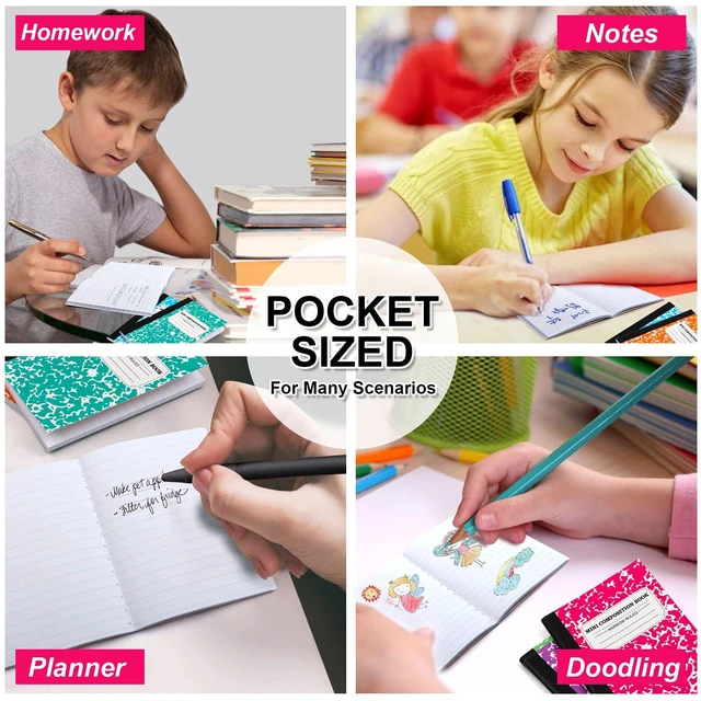 Alt view image 7 of 7 - Mini Composition Notebook, Cute 30 Pack 5 Pastel Colors Narrow Ruled Mini Composition Books Bulk, Small Pocket Marble Journal Notebooks for Kids Students College, Pocket Size 4.5 x 3.25 in