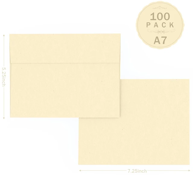 Alt view image 2 of 7 - A7 Ivory Envelopes 100 Pack, 5.25 x 7.25 in, 120GSM 5x7 Self Seal Cream Envelopes for Invitation, 5x7 Cards, Wedding, Graduation, Mailing