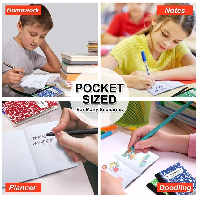 Alt view image 7 of 7 - Composition Notebook, Mini Sized 30 Pack 5 Colors Narrow Ruled Mini Composition Books Bulk, Small Pocket Marble Cute Journal Notebooks for Kids School Home Office, Pocket Sized 4.5 x 3.25 in