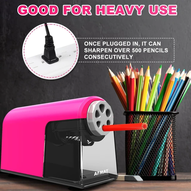 Alt view image 5 of 6 - PSX2 Electric Pencil Sharpener Heavy Duty, 6 Holes, Auto Stop Pencil Sharpeners for School, Classroom Electric Sharpener for 6-11mm Colored Pencils, Super Fast, 7000 Sharpenings, Pink