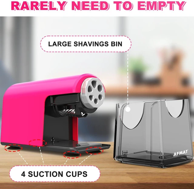Alt view image 6 of 6 - PSX2 Electric Pencil Sharpener Heavy Duty, 6 Holes, Auto Stop Pencil Sharpeners for School, Classroom Electric Sharpener for 6-11mm Colored Pencils, Super Fast, 7000 Sharpenings, Pink