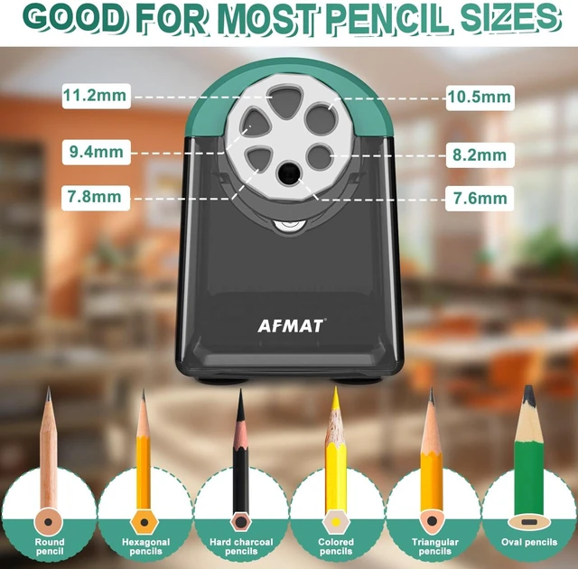 Alt view image 2 of 6 - PSX2 Heavy Duty Electric Pencil Sharpener 6 Holes, Classroom Pencil Sharpener for 6-11mm Pencils, Auto Stop, Super Fast, Save Pencils, School Teacher Must Have Pencil Sharpeners Plug in, Green