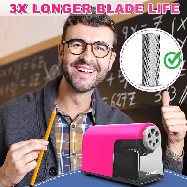 Alt view image 4 of 6 - PSX2 Electric Pencil Sharpener Heavy Duty, 6 Holes, Auto Stop Pencil Sharpeners for School, Classroom Electric Sharpener for 6-11mm Colored Pencils, Super Fast, 7000 Sharpenings, Pink