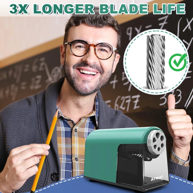 Alt view image 4 of 6 - PSX2 Heavy Duty Electric Pencil Sharpener 6 Holes, Classroom Pencil Sharpener for 6-11mm Pencils, Auto Stop, Super Fast, Save Pencils, School Teacher Must Have Pencil Sharpeners Plug in, Green