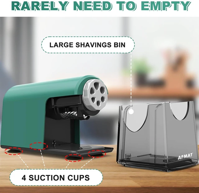 Alt view image 6 of 6 - PSX2 Heavy Duty Electric Pencil Sharpener 6 Holes, Classroom Pencil Sharpener for 6-11mm Pencils, Auto Stop, Super Fast, Save Pencils, School Teacher Must Have Pencil Sharpeners Plug in, Green