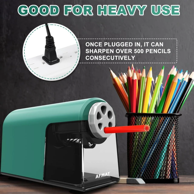 Alt view image 5 of 6 - PSX2 Heavy Duty Electric Pencil Sharpener 6 Holes, Classroom Pencil Sharpener for 6-11mm Pencils, Auto Stop, Super Fast, Save Pencils, School Teacher Must Have Pencil Sharpeners Plug in, Green