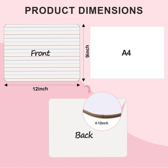 Alt view image 2 of 7 - Dry Erase Boards 32 Pack, Double Sided Small Whiteboards with Lines for Kids, Students, Teacher & Classroom Pack, 9"x12" Mini Individual White Boards Lined for Writing Math English Practice