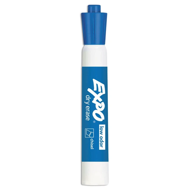 Alt view image 4 of 7 - Dry Erase Markers, Low Odor Ink, Blue, Chisel Tip, 12 Count - Whiteboard, Calendar, Organization, Essential Supplies for Office, School, Classroom, Teachers