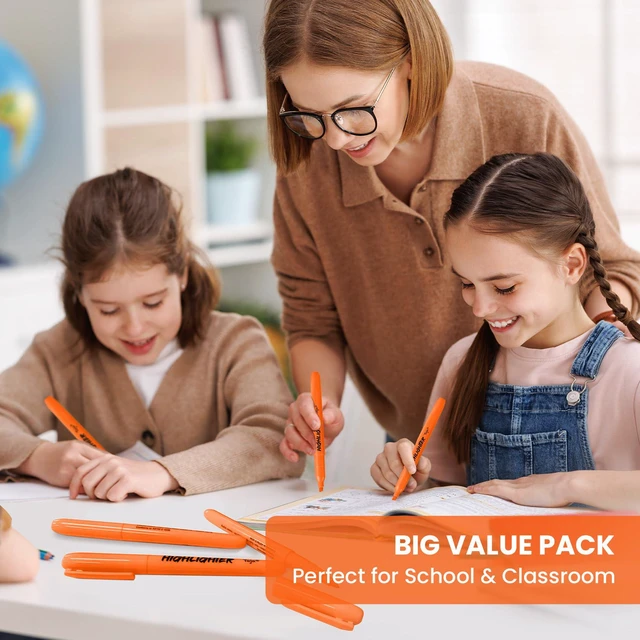 Alt view image 6 of 7 - 30 Pack Highlighters, Orange, Chisel Tip with No Bleed Ink Highlighters with Smooth Broad & Precise Lines, Ideal for Journaling & Note Taking, Study Essentials and Office Supplies