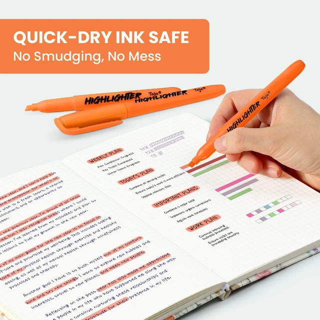 Alt view image 4 of 7 - 30 Pack Highlighters, Orange, Chisel Tip with No Bleed Ink Highlighters with Smooth Broad & Precise Lines, Ideal for Journaling & Note Taking, Study Essentials and Office Supplies