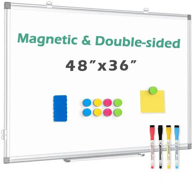 Main image of Large White Board 48x36 Double-Sided Dry Erase Magnetic for Wall Smooth Writing Easy Clean, Magnetic Whiteboard for Wall, Double-Sided Dry Erase, Aluminum Frame, Home Office School