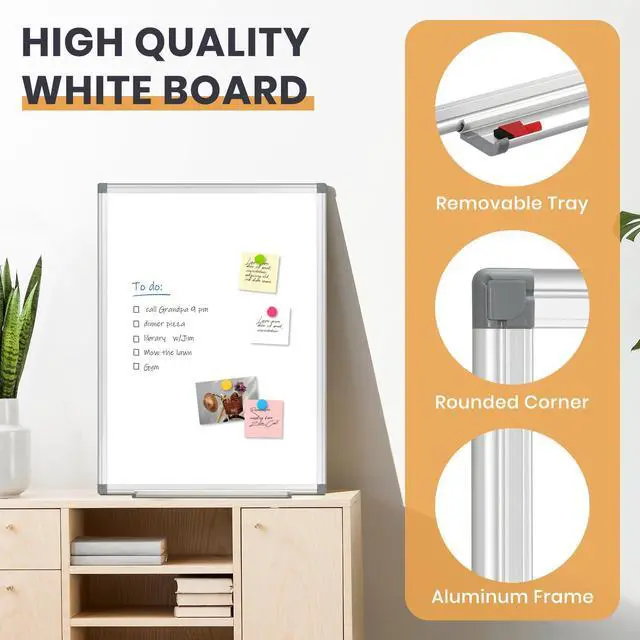 Alt view image 3 of 7 - Large White Board 48x36 Double-Sided Dry Erase Magnetic for Wall Smooth Writing Easy Clean, Magnetic Whiteboard for Wall, Double-Sided Dry Erase, Aluminum Frame, Home Office School