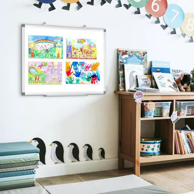 Alt view image 6 of 7 - Large White Board 48x36 Double-Sided Dry Erase Magnetic for Wall Smooth Writing Easy Clean, Magnetic Whiteboard for Wall, Double-Sided Dry Erase, Aluminum Frame, Home Office School