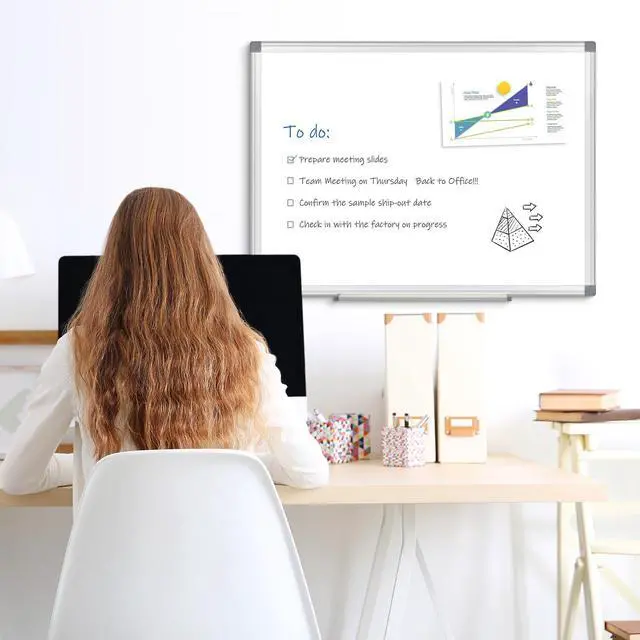 Alt view image 7 of 7 - Large White Board 48x36 Double-Sided Dry Erase Magnetic for Wall Smooth Writing Easy Clean, Magnetic Whiteboard for Wall, Double-Sided Dry Erase, Aluminum Frame, Home Office School