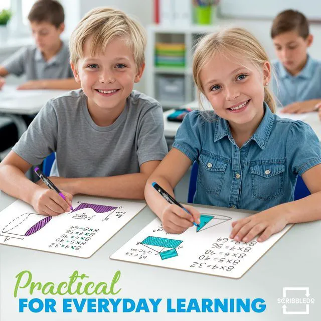 Alt view image 2 of 7 - Small Dry Erase Whiteboards for Students, 6 Pack 9 x 12 Double Sided, 6 Board & 6 Erasers, Homeschool Whiteboard Set for Kids and Teachers, Easy to Clean No Ghosting