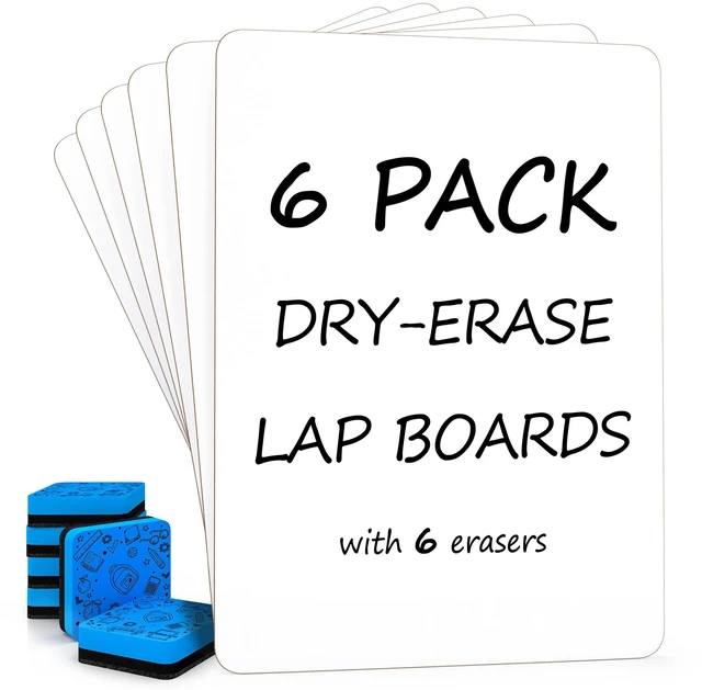 Main image of Small Dry Erase Whiteboards for Students, 6 Pack 9 x 12 Double Sided, 6 Board & 6 Erasers, Homeschool Whiteboard Set for Kids and Teachers, Easy to Clean No Ghosting