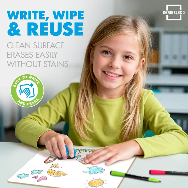 Alt view image 5 of 7 - Small Dry Erase Whiteboards for Students, 6 Pack 9 x 12 Double Sided, 6 Board & 6 Erasers, Homeschool Whiteboard Set for Kids and Teachers, Easy to Clean No Ghosting