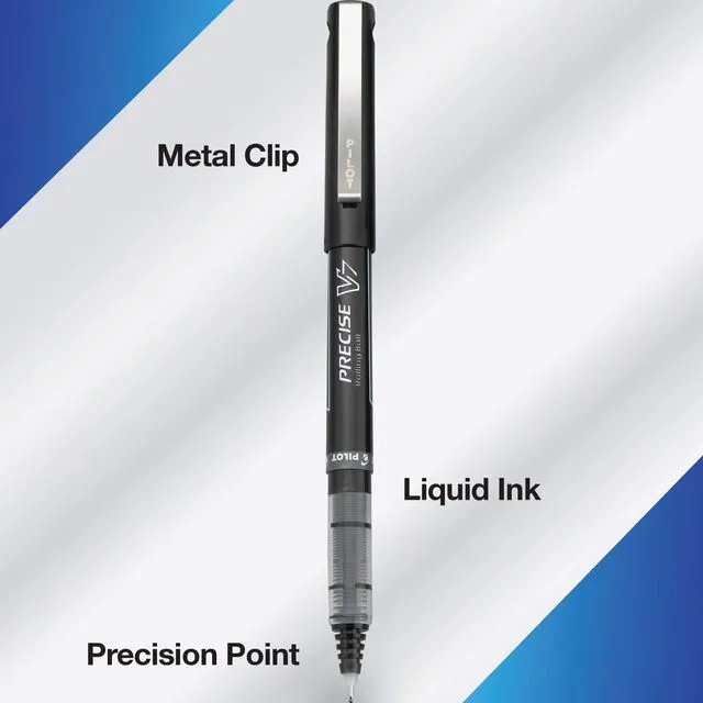 Alt view image 4 of 6 - Precise V7, Capped Liquid Ink Rollerball Pens, Fine Point 0.7 mm, Black Ink Pens, Pack of 8 - Ideal for School, Journaling & Office Writing