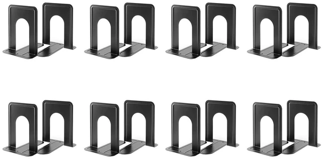 Main image of Book Ends Universal Premium Bookends for Shelves, Non-Skid Bookend Heavy Duty Metal Book Stopper for Books/Movies/CDs/Video Games, 6 x 4.6 x 6 in, Black,8 Pairs/16 Pieces, Large