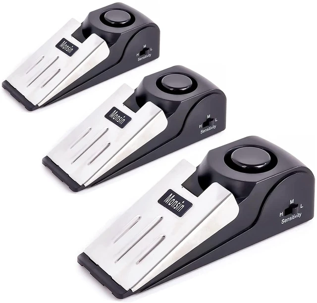Main image of Door Stop Alarm, Door Stopper with 120DB Security Alarm, Floor Wedge Doorstop for Travel Apartment Home House (Pack of 3)