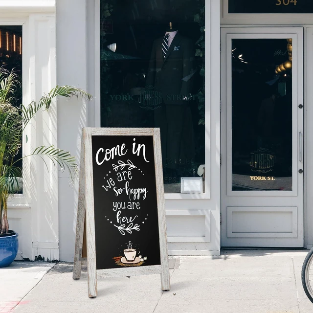 Alt view image 7 of 7 - Double-Sided Magnetic 40" x 20" White Chalk Board Sign Board Wooden A-Frame Sign, Sandwich Board Signs Outdoor, Chalkboard Easel, Menu Board for Restaurant, Business or Wedding
