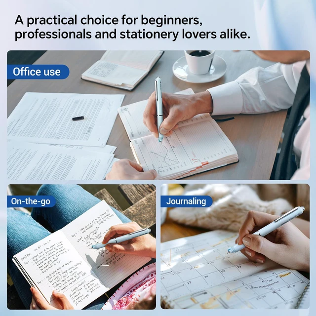 Alt view image 6 of 7 - Clictek Fountain Pen Fine: Retractable Black Ink with 10 Cartridges Refillable Design No leaking Smooth Writing for Calligraphy Sketching Journaling Note-taking Office School Home Gift