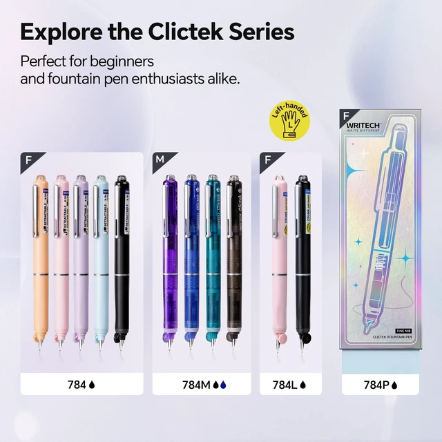 Alt view image 7 of 7 - Clictek Fountain Pen Fine: Retractable Black Ink with 10 Cartridges Refillable Design No leaking Smooth Writing for Calligraphy Sketching Journaling Note-taking Office School Home Gift