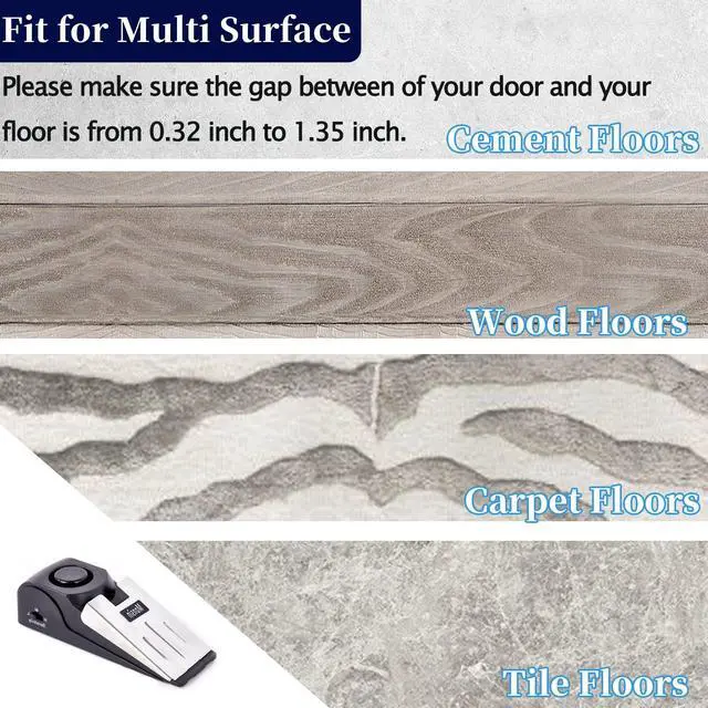 Alt view image 5 of 7 - Door Stop Alarm, Door Stopper with 120DB Security Alarm, Floor Wedge Doorstop for Travel Apartment Home House (Pack of 3)