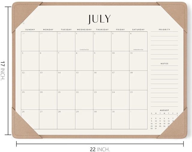 Alt view image 2 of 7 - Desk Calendar 2026-2027 with Protective Mat, Academic Desk Calendar Desk Pad Calendar From July 2026 to December 2027, Large 22x17 inch, Desk Blotter Calendar for Home, Office