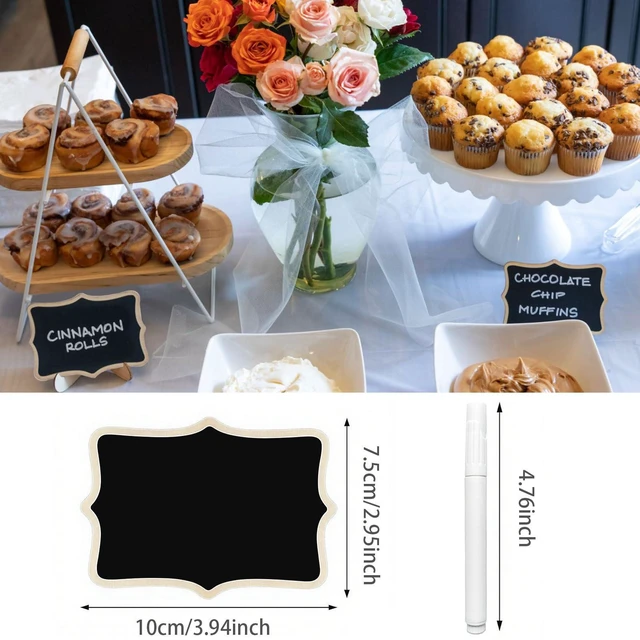 Alt view image 2 of 6 - 24 PCS Mini Chalkboard Signs with Stand,Food Labels for Party Buffet, Food Tag/Name Card for Wedding Table, Name Tag Drink Labels Taco/Candy Bar/Bake Sale Food Sign, Catering Supplies Buffet Display
