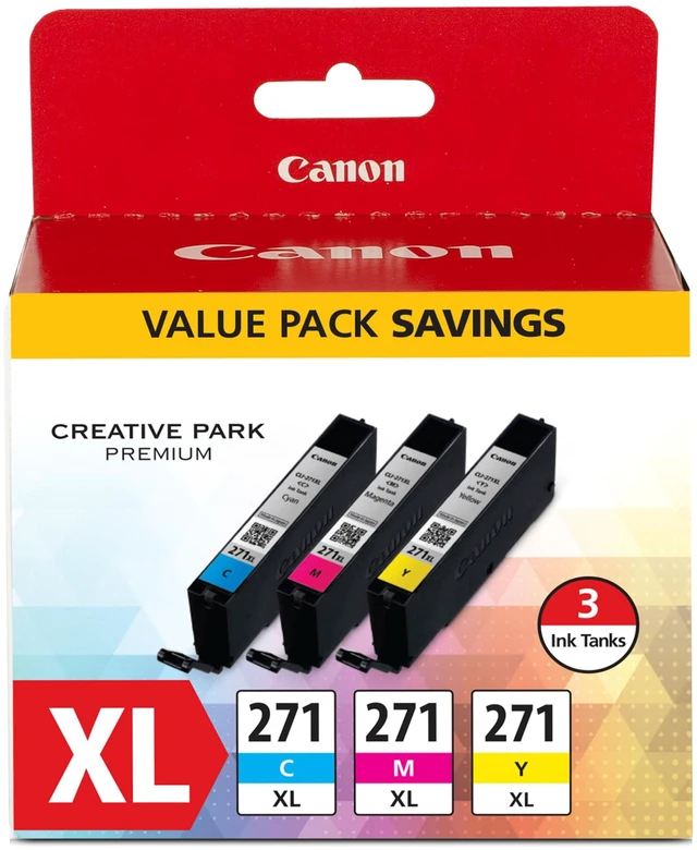 Main image of CLI-271XL Genuine Three Color Value Pack, Compatible with MG6820, MG6821, MG6822, MG5720, MG5721, MG5722, MG7720, TS5020, TS6020, TS8020, and TS9020 (Optional) Printers