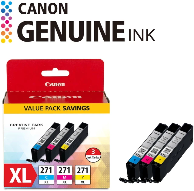 Alt view image 2 of 6 - CLI-271XL Genuine Three Color Value Pack, Compatible with MG6820, MG6821, MG6822, MG5720, MG5721, MG5722, MG7720, TS5020, TS6020, TS8020, and TS9020 (Optional) Printers