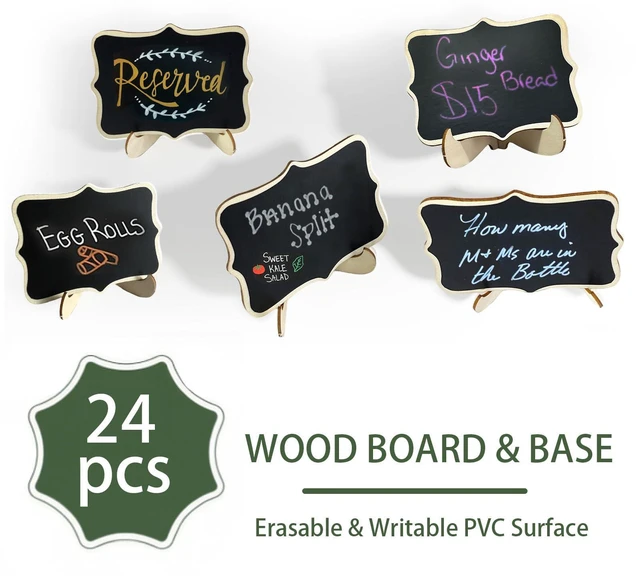 Alt view image 5 of 6 - 24 PCS Mini Chalkboard Signs with Stand,Food Labels for Party Buffet, Food Tag/Name Card for Wedding Table, Name Tag Drink Labels Taco/Candy Bar/Bake Sale Food Sign, Catering Supplies Buffet Display