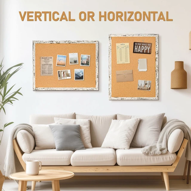 Alt view image 5 of 7 - Cork Board, 36" X 24" Birch Bark Framed Bulletin Board Decorative Pin Board, Wall Hanging Notice Board, For Office & Home Decor Memo Display, With Pins