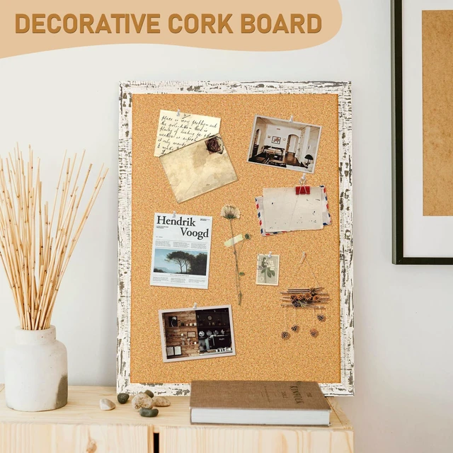 Alt view image 6 of 7 - Cork Board, 36" X 24" Birch Bark Framed Bulletin Board Decorative Pin Board, Wall Hanging Notice Board, For Office & Home Decor Memo Display, With Pins