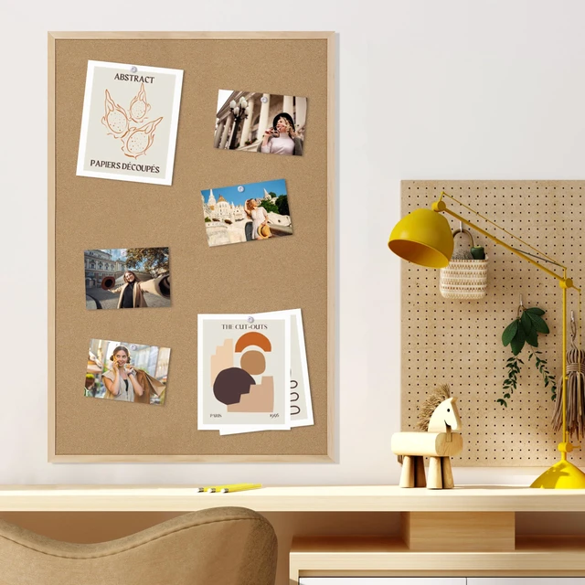 Alt view image 3 of 7 - 36x24 Cork Board for Office with Pin Oak Wood Boards Cork Board Bulletin Board,Message Board or Vision Board Decoration
