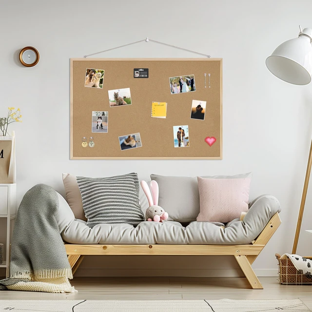 Alt view image 4 of 7 - 36x24 Cork Board for Office with Pin Oak Wood Boards Cork Board Bulletin Board,Message Board or Vision Board Decoration