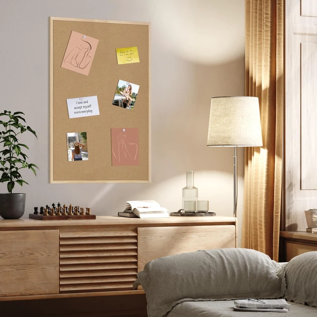 Alt view image 6 of 7 - 36x24 Cork Board for Office with Pin Oak Wood Boards Cork Board Bulletin Board,Message Board or Vision Board Decoration