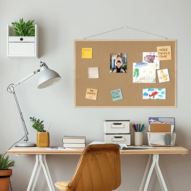 Alt view image 7 of 7 - 36x24 Cork Board for Office with Pin Oak Wood Boards Cork Board Bulletin Board,Message Board or Vision Board Decoration