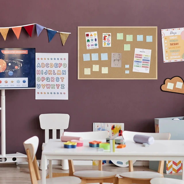Alt view image 5 of 7 - 36x24 Cork Board for Office with Pin Oak Wood Boards Cork Board Bulletin Board,Message Board or Vision Board Decoration
