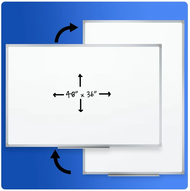 Alt view image 5 of 7 - Dry Erase White Board, 48" x 36" Magnetic Whiteboard for Horizontal or Vertical Mount, White/Silver (SM85357)