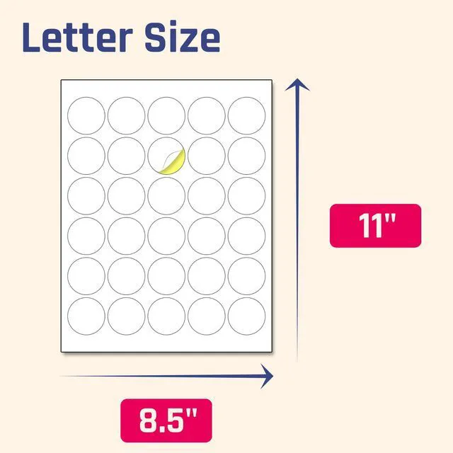 Alt view image 2 of 7 - 1.5 inch Round Labels Printable Circle Stickers - 8.5" x 11", 200 Sheets Laser/Inkjet Printing, comes with Print Templates