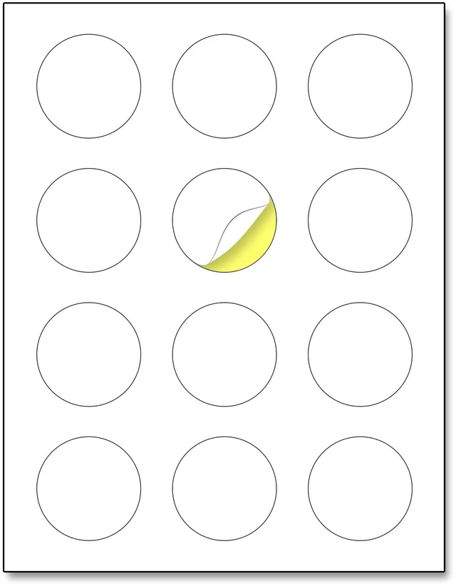 Main image of 2 inch Round Labels Printable Circle Stickers - 8.5" x 11", 200 Sheets Laser/Inkjet Printing, comes with Print Templates